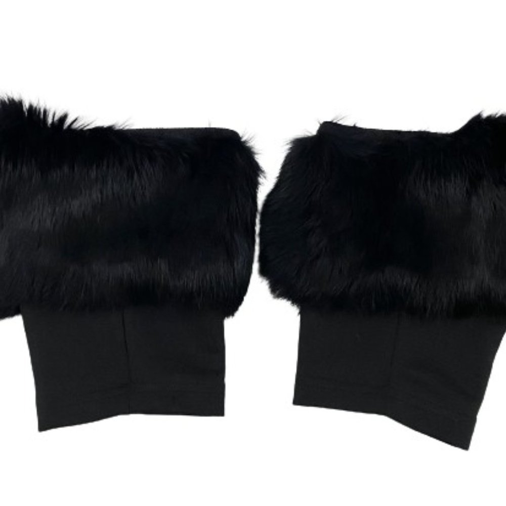 Boot Covers Black Rabbit Fur One Size SKU 0003260-1